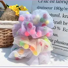 Bandes de cheveux élastiques transparentes en Organza de couleur unie pour femmes, Scrunchie, porte queue de cheval, corde, diadème, accessoires pour cheveux  (1)