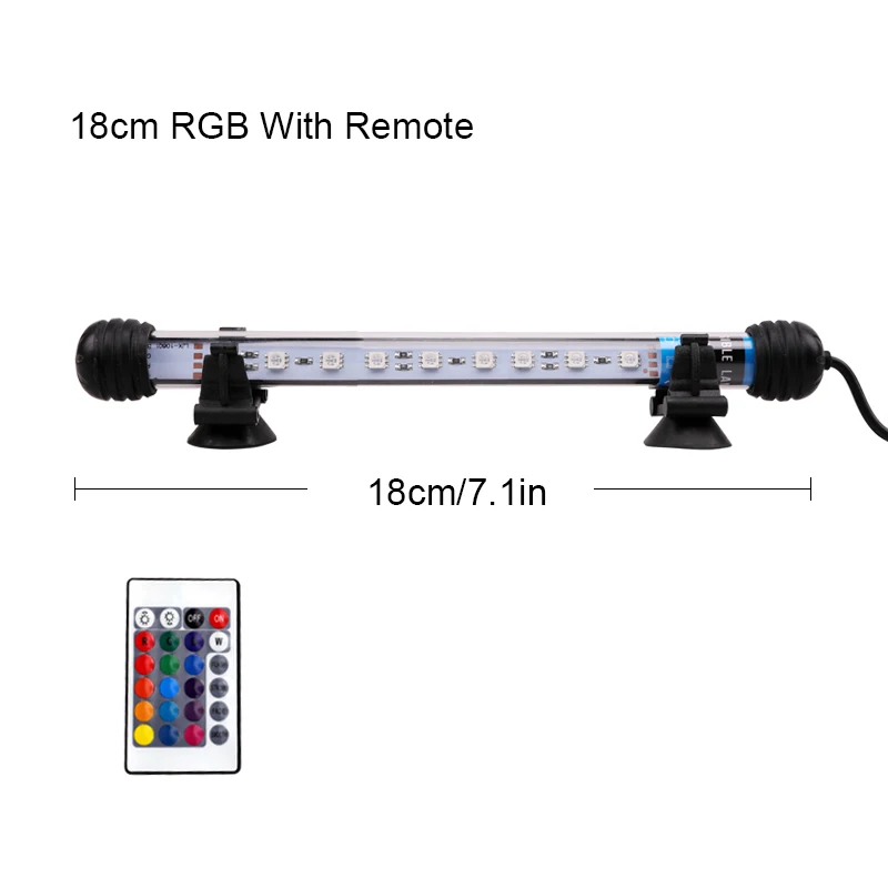 RGB 180mm 220 В AU Мощность штекер rgb-пульт дистанционного аквариумный светильник аквариума Водонепроницаемый 5050 SMD светодиодный бар светильник водных лампа погружной 18-48 см - Цвет: RGB 180mm