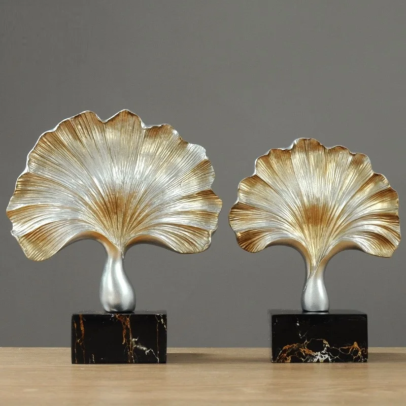 

EUROPEAN LUXURY GOLD GINKGO BILOBA ORNAMENT HOME DESKTOP RESIN CRAFTS DECORATION OFFICE FLOWER PLANT FIGURINES ACCESSORIES R1511