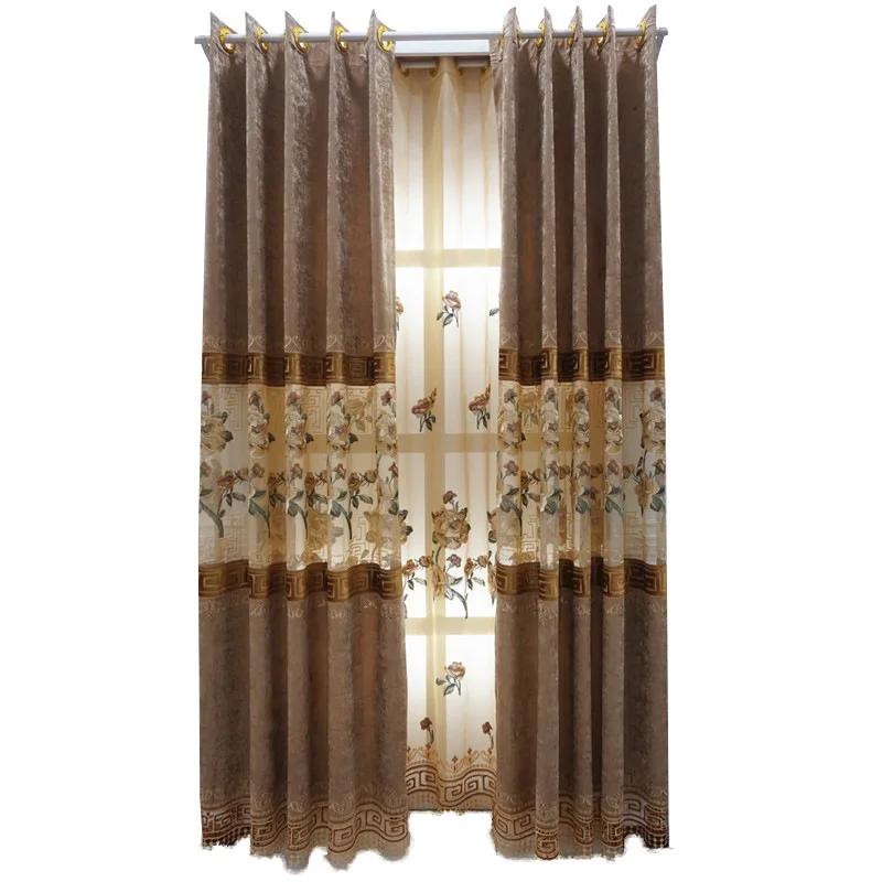 

Modern Chinese chenille water soluble velvet embroidery Curtains for Living dining room bedroom.