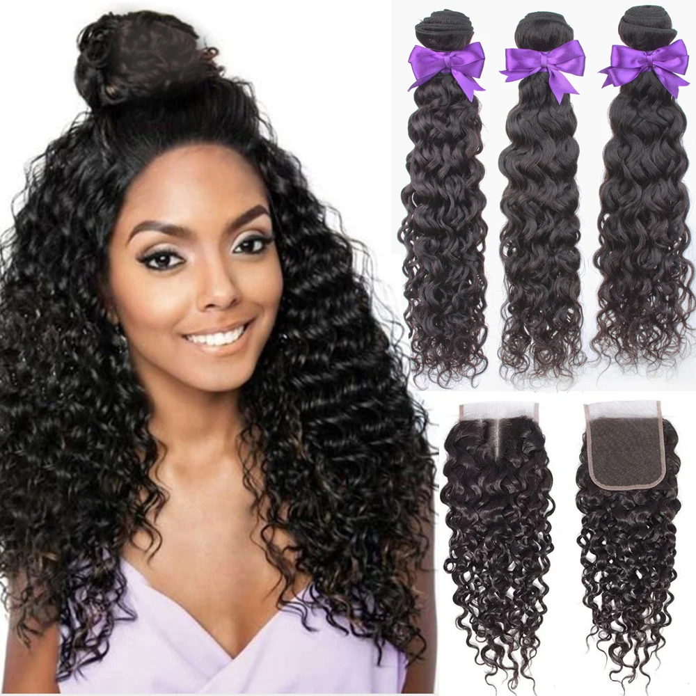 Человеческие пучки волос с застежкой бразильские не Реми волнистые Allrun|3/4 пучка