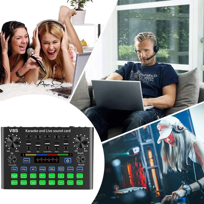 

V8S Phone Sound Card Set Bluetooth Microphone Live Broadcast Equipment Computer Universal Microphone Voice Changer