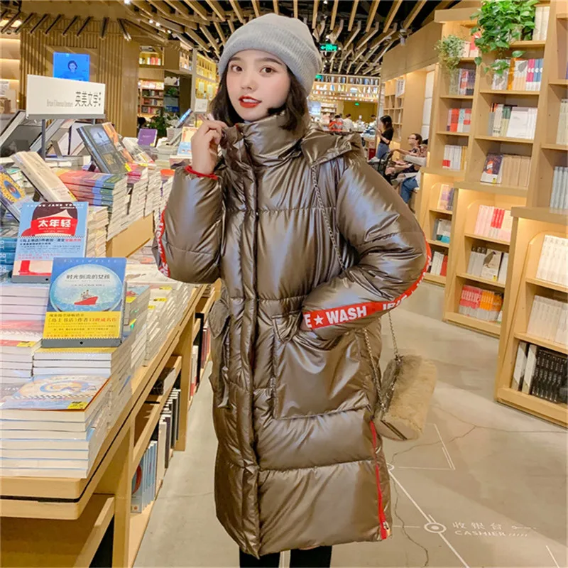 

Women's Winter Down Jacket Solid Loose Casual Wide-Waisted Zippers Hooded Warm Winter Coats Female Oversized Overcoats DS501073