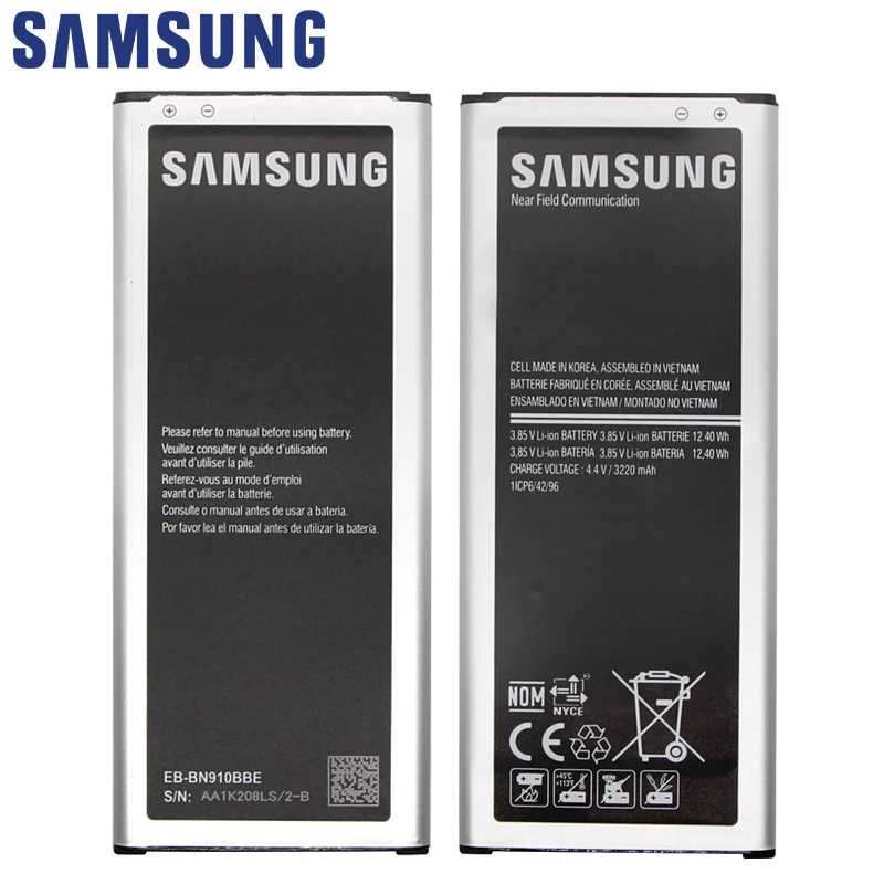 Samsung телефон Батарея EB-BN910BBE 3220 ма-ч для samsung Galaxy Note 4 N910 N910F N910A N910V N910P N910T N910H батареи