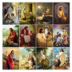 Алмазная 5D мозаика сделай сам, картина из квадратных страз круглой формы с изображением Иисуса, христианская вышивка, Набор для вышивки крестиком, подарок для украшения дома