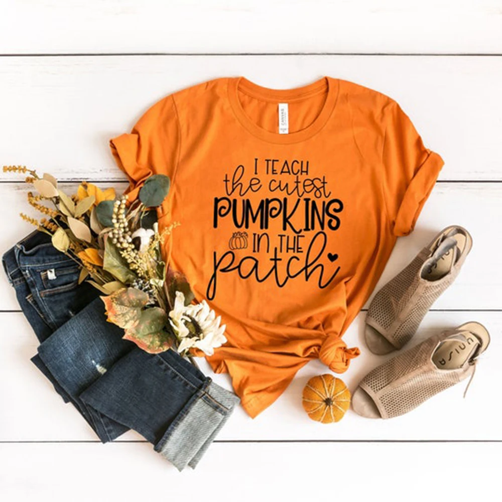 

Fall Teacher Shirts Halloween Teacher Shirt Pumpkin Teacher T-Shirt I Teach The Cutest Pumpkins In The Patch T Shirt Tees Tops