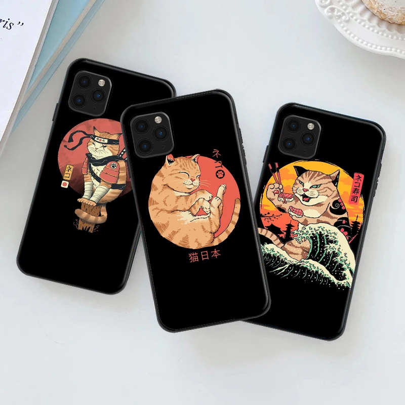 

Japanese Cat Phone Case For iPhone 11 12 13 XS XR X Pro MAX 6 6S 7 8 Plus SE 2020 Coque Soft TPU Cases