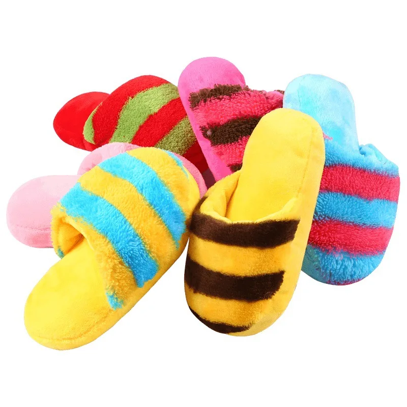 

Pet Dog Chew Toys Colorful Plush Flip Flop Squeaker Toys for Small Dogs Puppy Interactive Training Pug Chihuahua Bite Resistant