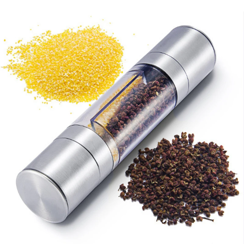 

2in1 Pepper Grinder Seasoning Grinding Stainless Steel Manual Pepper Grinder Salt Pepper Mill Grinder Kitchen Tools Accessories