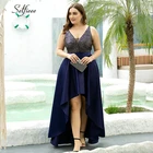 Платье с блестками размера плюс ТРАПЕЦИЕВИДНОЕ ПЛАТЬЕ на тонких бретелях с v-образным вырезом и асимметричными оборками, Элегантное Атласное Вечернее платье Vestidos De Verano