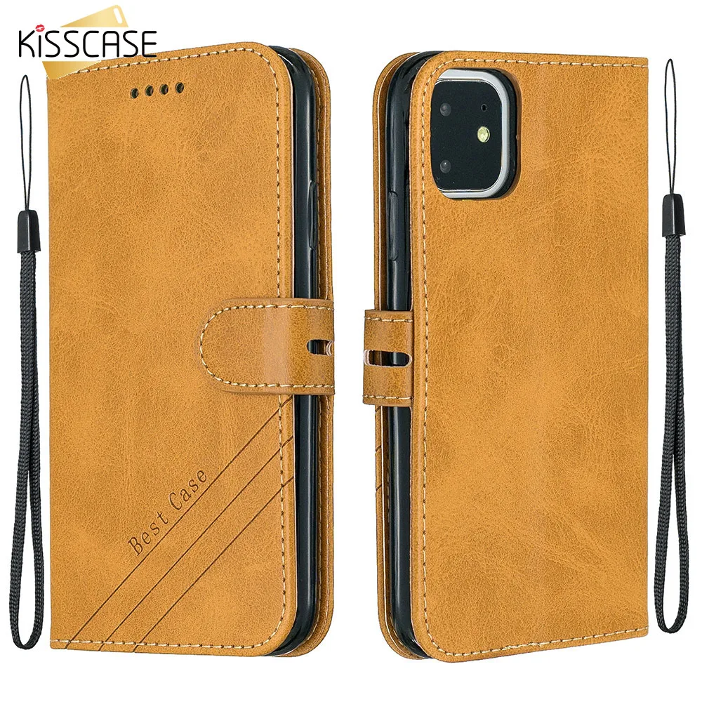 KISSCASE чехол в деловом стиле для iPhone 11 Pro Max XS XR X кожаный с отделениями карт ретро