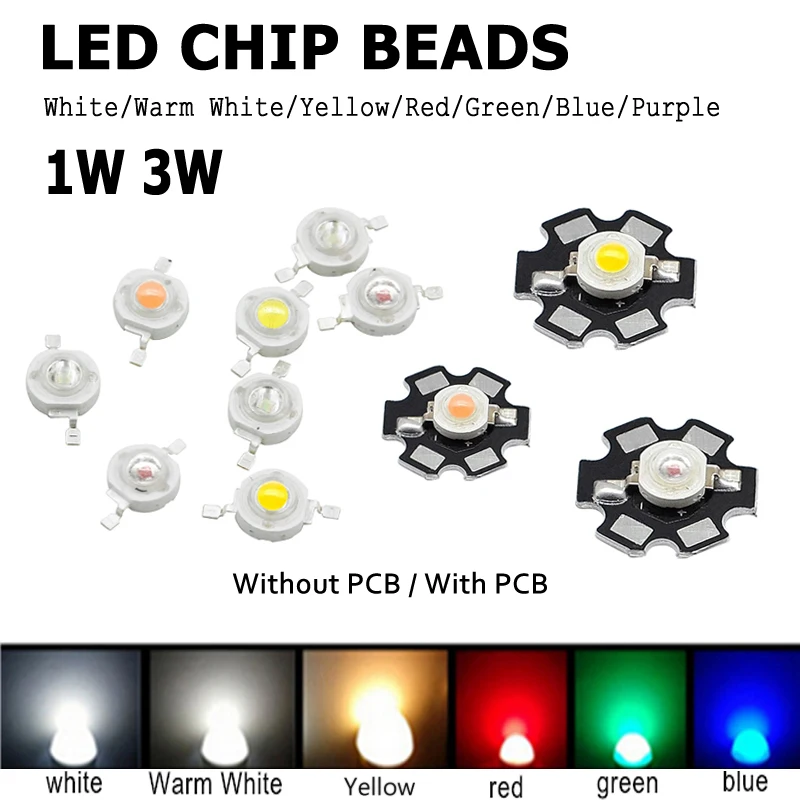 100 шт Холодный/теплый белый со звездой PCB Вт Высокая мощность DIY светодиодный COB