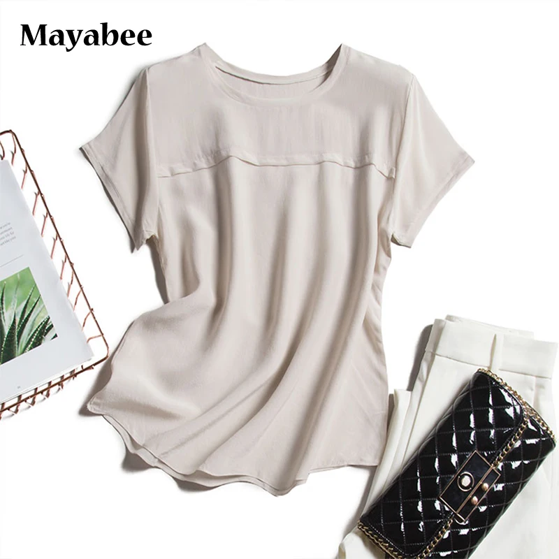 Mother's Basic Loose Large Size Pure Color Top Women's Silk Short T-Shirt 2021 Spring Summer New