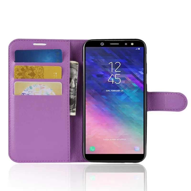 Flip Cover PU Leather Phone Case For Samsung Galaxy A6 Plus 2018 A 6 A62018 A6plus SM-A600F SM-A605F Wallet | Мобильные телефоны и
