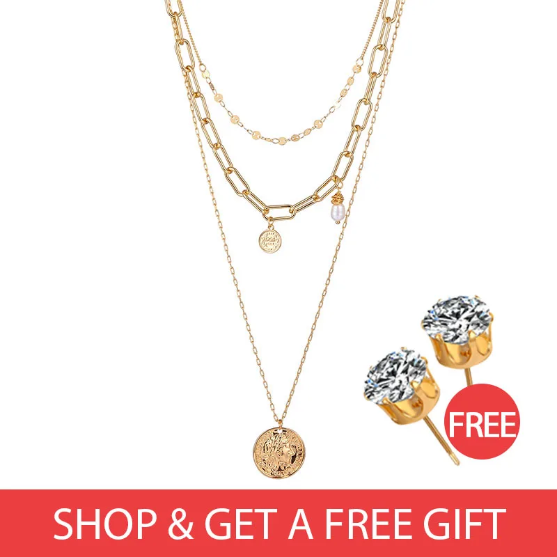 Купите 1 Товар и получите подарок золотого серебряного цвета многослойный колье