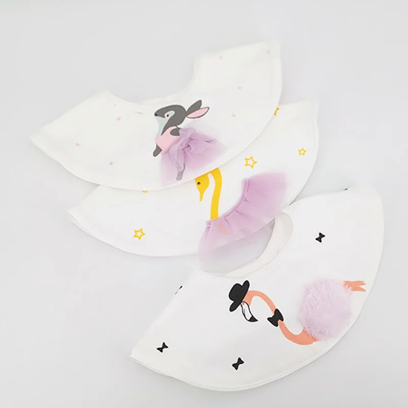 INS Стиль 360 градусов хлопок мультфильм кролик детские нагрудники с кружевной