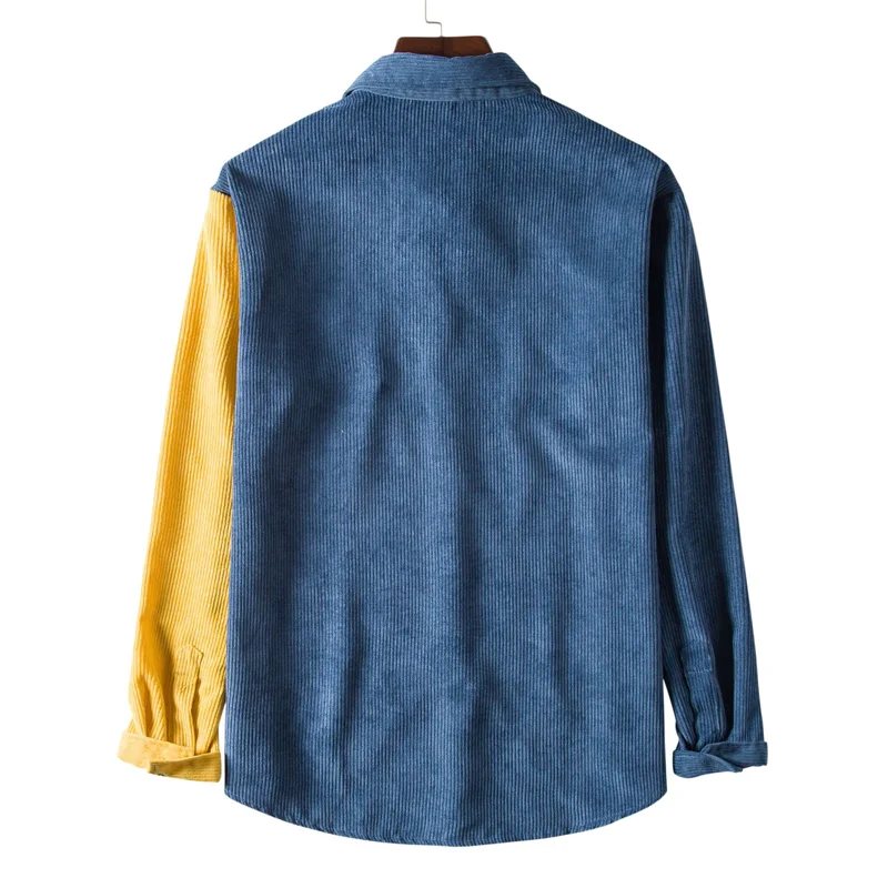 Double Pocket Corduroy Patchwork Shirt Men 2021 Autumn New Casual Warm Jacktes Shirts Mens Long Sleeve Western Style Shirt Male