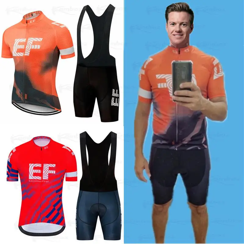 

EF Team Men Cycling Jersey Set MTB Bike Shorts Ropa Ciclismo Pants Clothing Summer Quick Dry Bicycle Wear Maillot Sport Suit