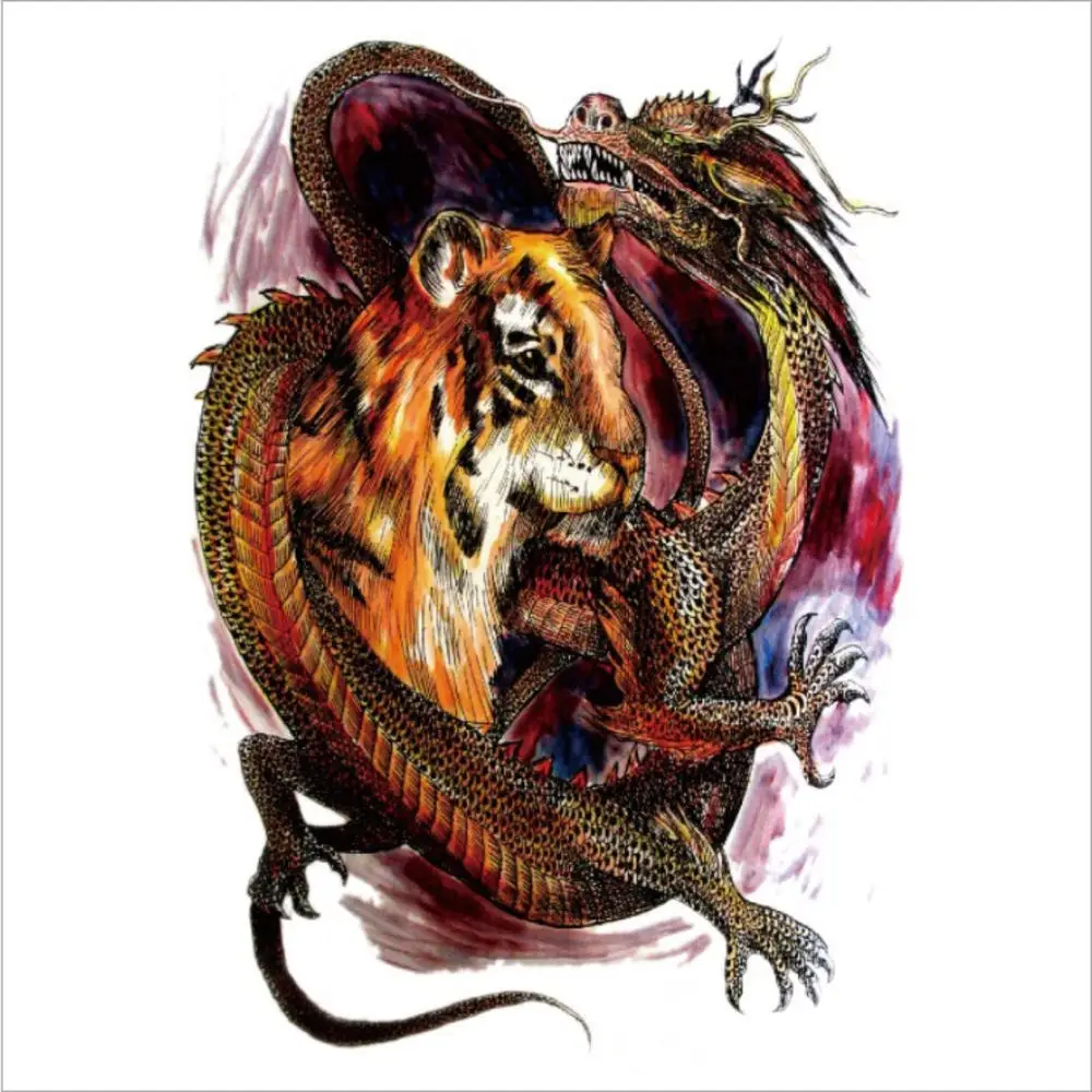 

Big Large Full Back Chest Tattoo Large Tattoo Stickers Fish Wolf Tiger Dragon Waterproof Temporary Flash Tattoos Cool Men Women