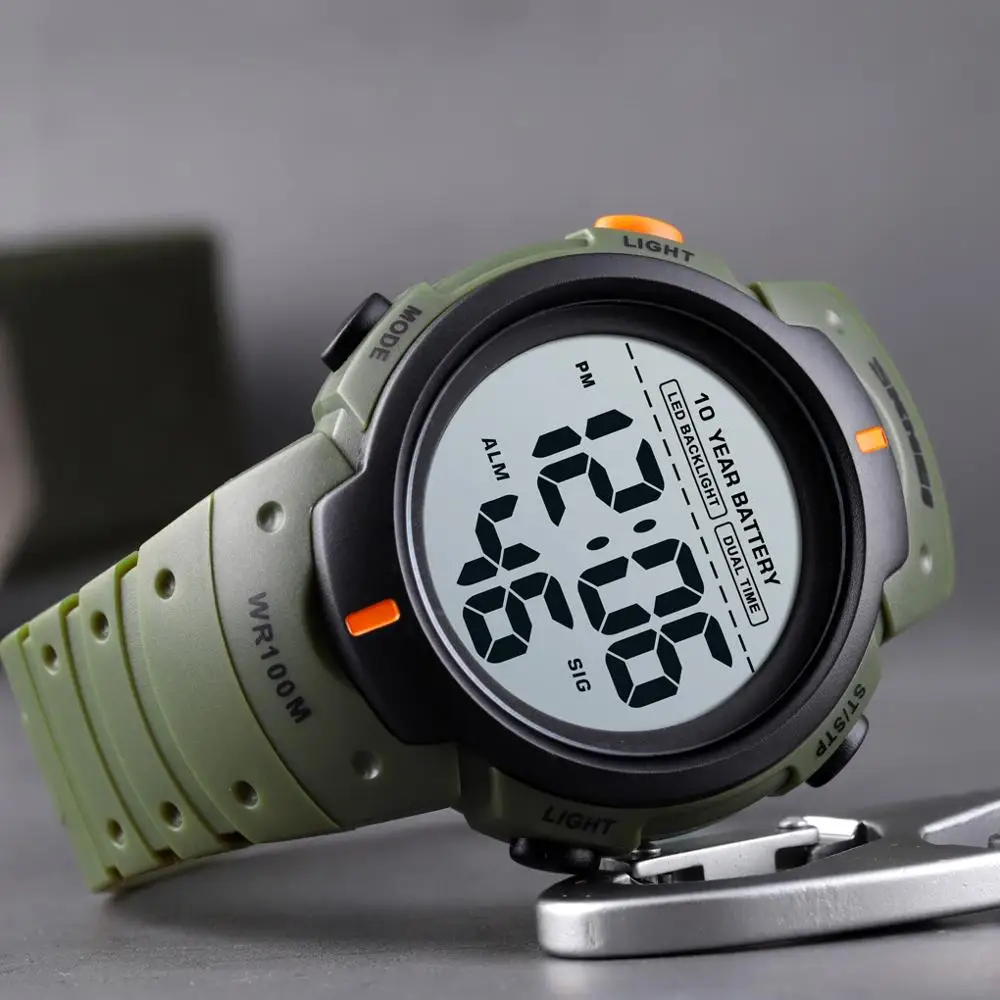 

SKMEI Sport Outdoor Watches Mens Digital 100M Waterproof Wrist Watch Men 2 Time Stopwatch Alarm Clock Top Brand reloj hombre