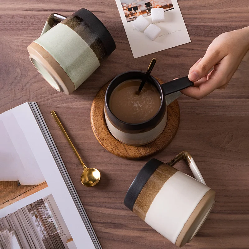 

Japanese Espresso Coffee Cup Oversize Handle Original Vintage Friends Mug Water Milk Bubble Tea Drinks Gift Tazas Ceramic Mug