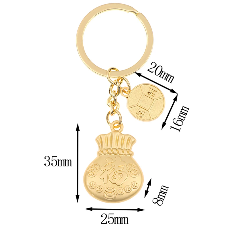 

2020 Year Of Rat Fortune Mouse Sack Keychain Silver Alloy Car Keyfob Pendant Toy