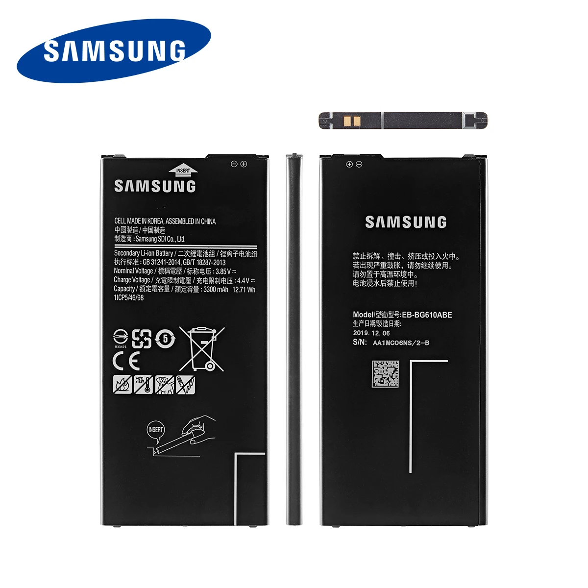 SAMSUNG-bater&iacute;a original de EB-BG610ABE para m&oacute;vil, pila de 3300mAh para Samsung Galaxy J6 Plus J6 + SM-J610F / J4 + J4PLUS, 2018 SM-J415 / J4 Core J410-1