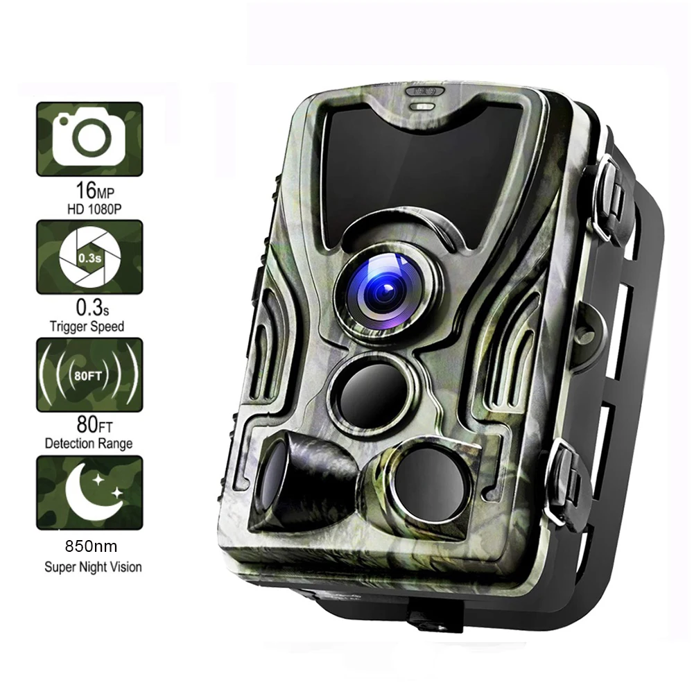 

Фотоловушка HC-801A, фотоловушка для охоты, 16 МП, 32 ГБ, IP65, 0,3 сек