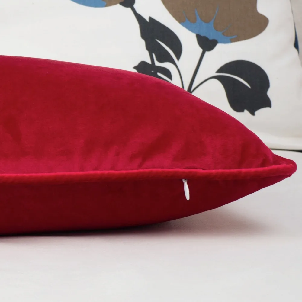 Ярко красная бархатная наволочка для подушки с рисунком|cushion cover|designer cushion coversvelvet