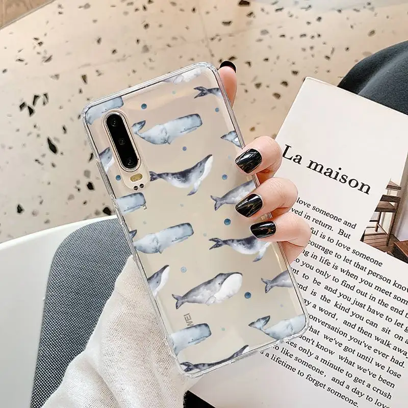

Cute blue whale killer whale Phone Case Transparent for Samsung A71 S9 10 20 HUAWEI p30 40 honor 10i 8x xiaomi note 8 Pro 10t 11