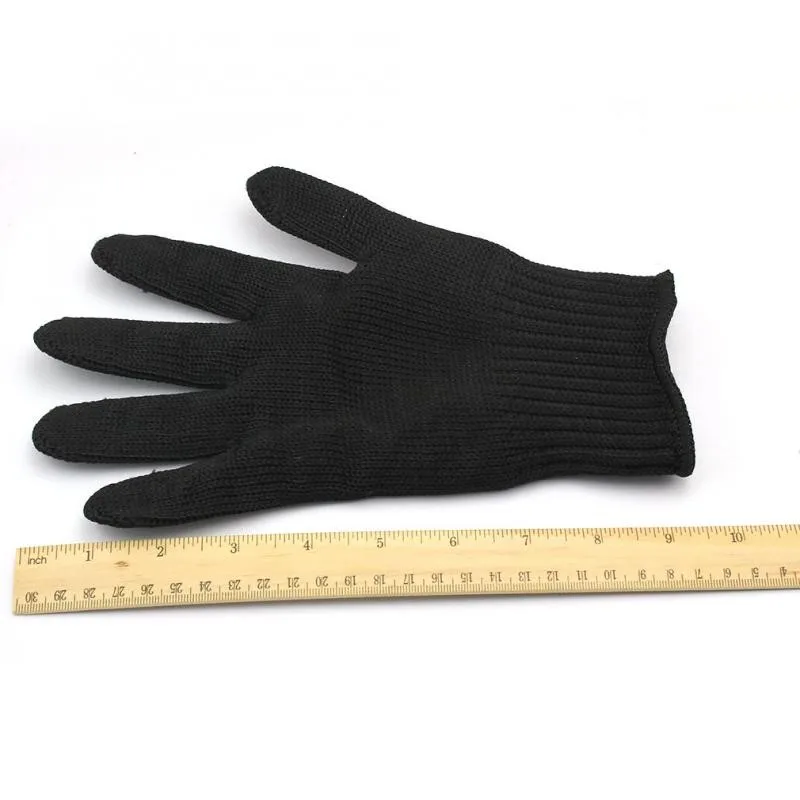 

1Pair Stainless Steel Wire Safety Works Stab Resistance Cut Proof Gloves Black Cut Resistant Polyester Coated Steel Wire Gloves