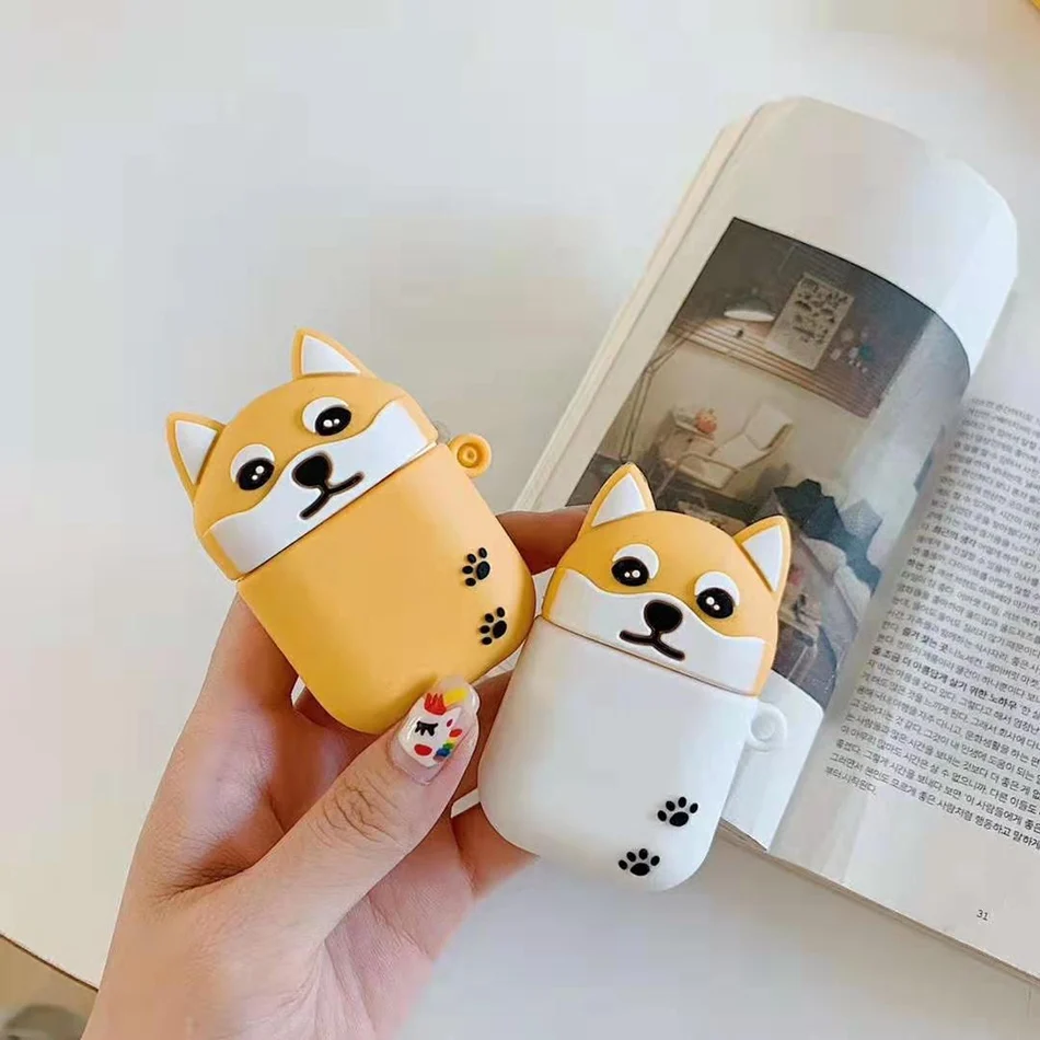 Для AirPods чехол 3D милый забавный мультяшный черный белый Хаски желтый Сиба чехол для Airpods 2/i10/i11 TWS Защитная крышка