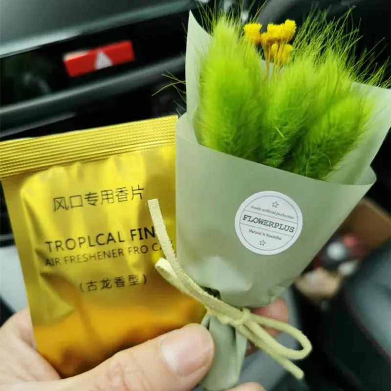 

Mini Rabbit Tail Grass Dried Flower Gypsophila Flowers Car Air Freshener Car Air Outlet Clip Aromatherapy Decoration Small Fresh