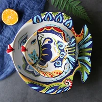 european cutlery creative ceramic fish shaped bowl household salad bowl dessert dining bowl special shaped beautiful bowl