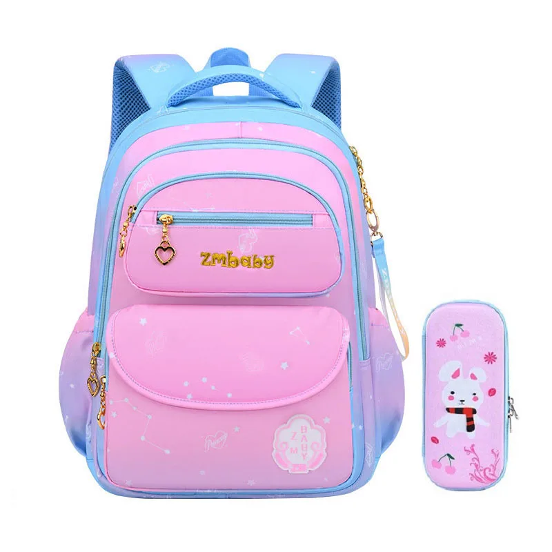

Children Primary Waterproof Oxford School Backpack Cute Girls Princess Pink School Bag New Kids Starry Sky Orthopedics Book Bag