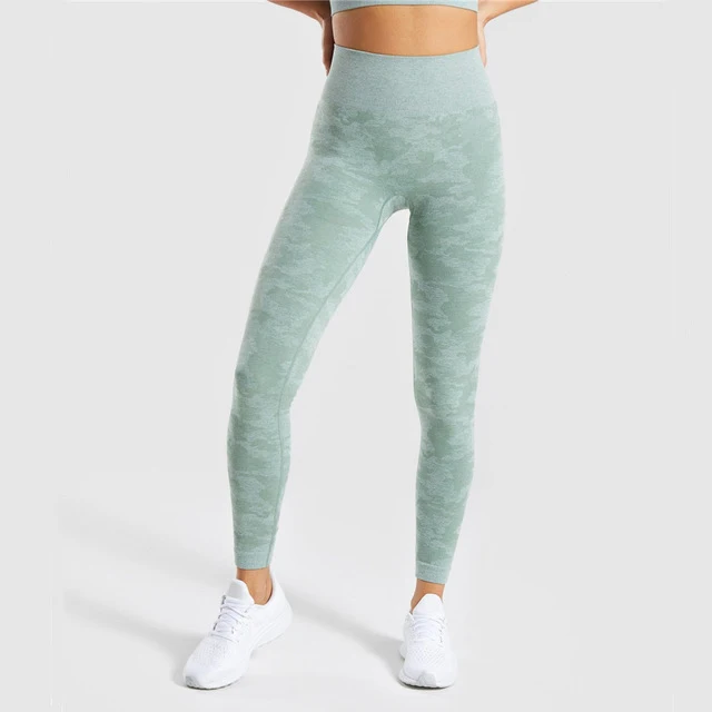 Green SALSPOR, новинка, камуфляжные Бесшовные Леггинсы для женщин, высокая талия, пуш-ап, эластичные, Акула, для фитнеса, йоги, штаны для спортзала, обтягивающие, камуфляжные, спортивные Леггинсы - Цвет: Green