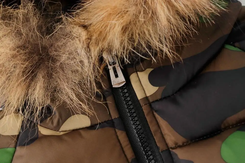 Малыш девушки Зимняя одежда теплое пальто с мехом и капюшоном детская из хлопка