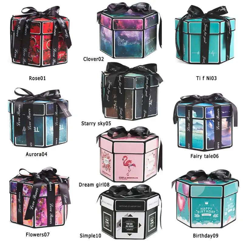 Шестиугольник сюрприз взрыв коробка творческий DIY ручной работы скрапбук