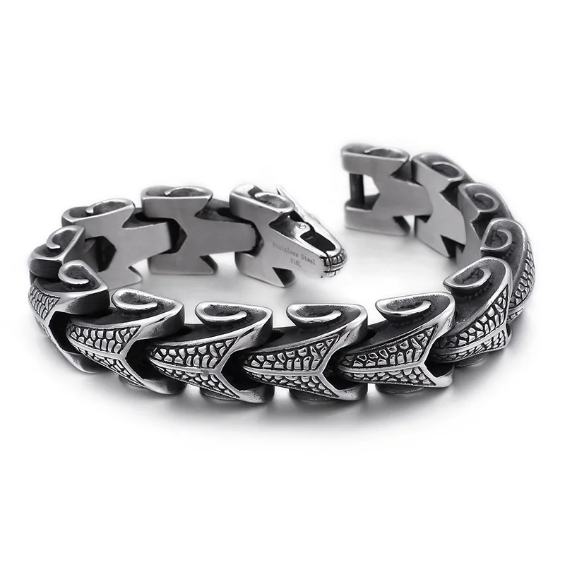 

Titanium steel keel bracelet Europe and America 316L men's snake bracelet, stainless steel jewelry
