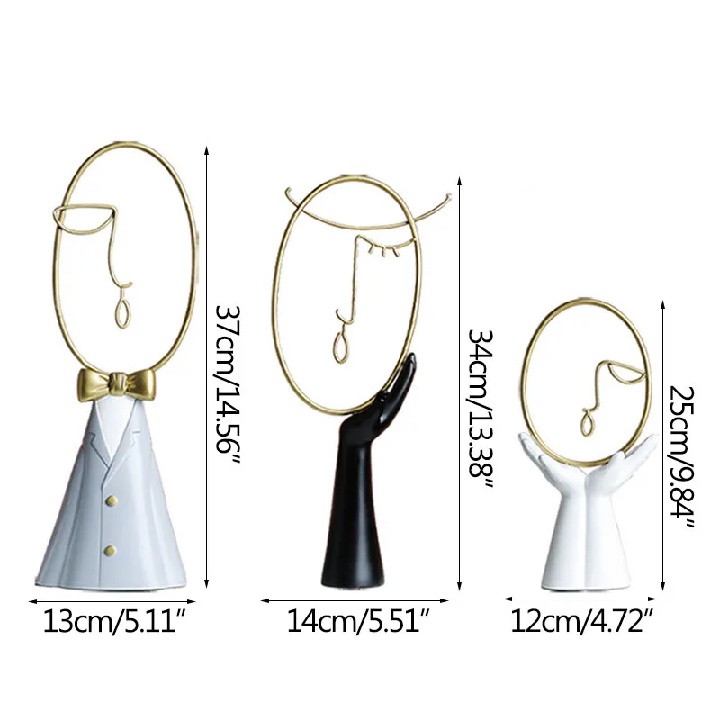 

Handcrafts Family Of Three Miniature Model Abstract Figures Metal & Resin Ornaments Home Decoration Furnishings Birthday Gifts