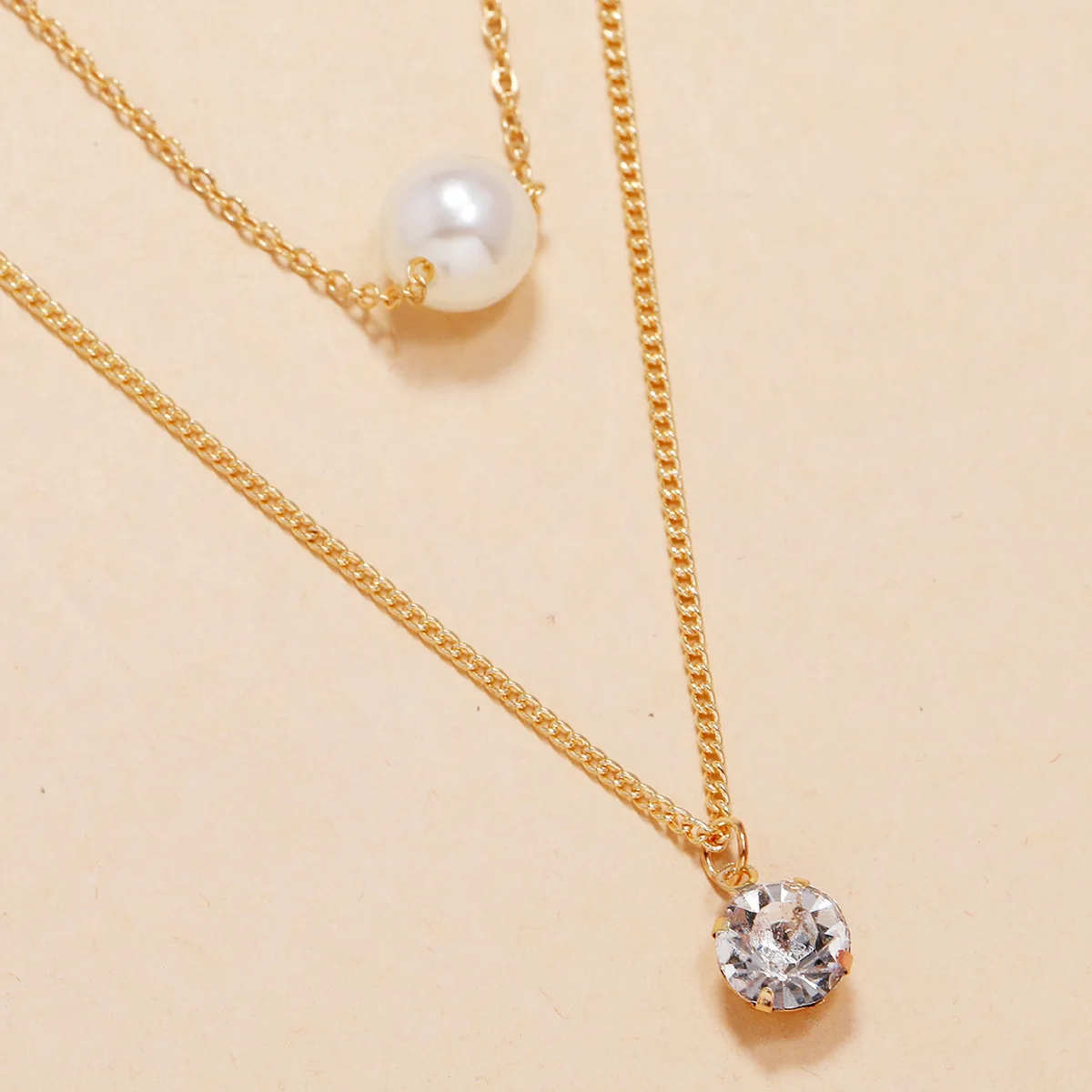 Женское Двухслойное ожерелье с подвеской из искусственного жемчуга стразы