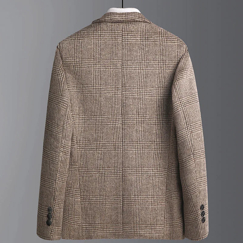 Mens Suit Jacket Blazers 2021 Autumn Winter Suits Men's Wool Plaid Trend Woolen Plus Size Clothing | Мужская одежда