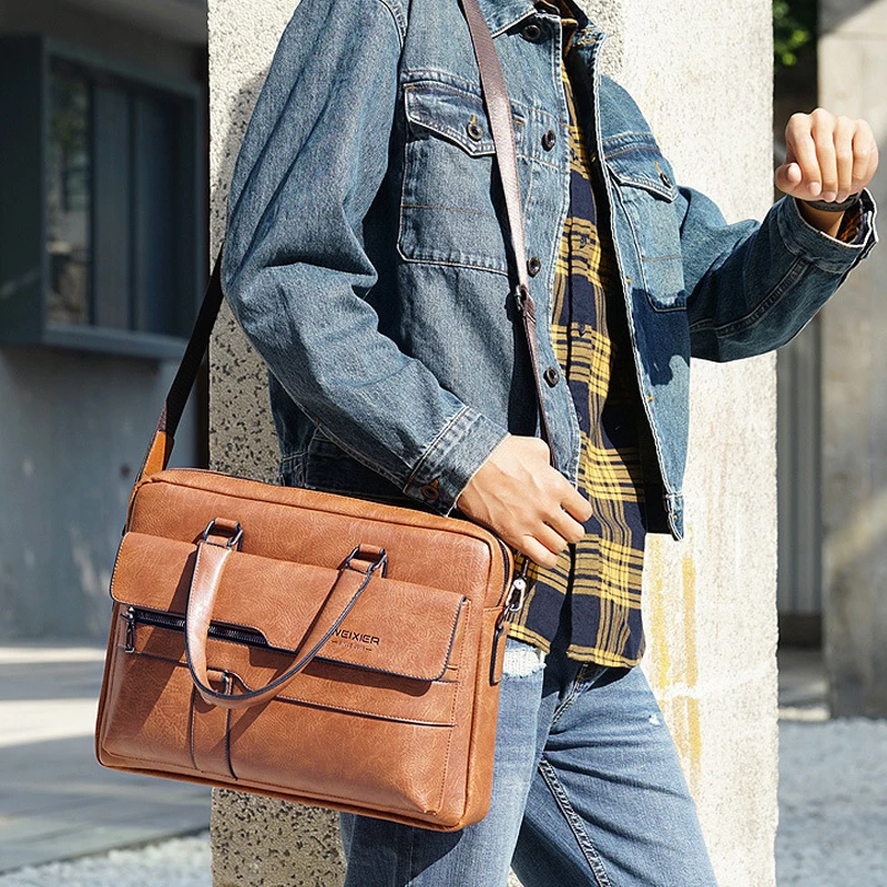 Men's bags laptop bag 14 inch leather bag for men handbag man crossbody bag for documents a4 high quality Men handbag