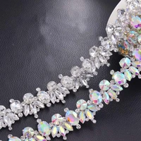 5yardslot luxury shiny glass strass bridal dress belt sash trim appliques clear ab silver rhinestones decorations sew on