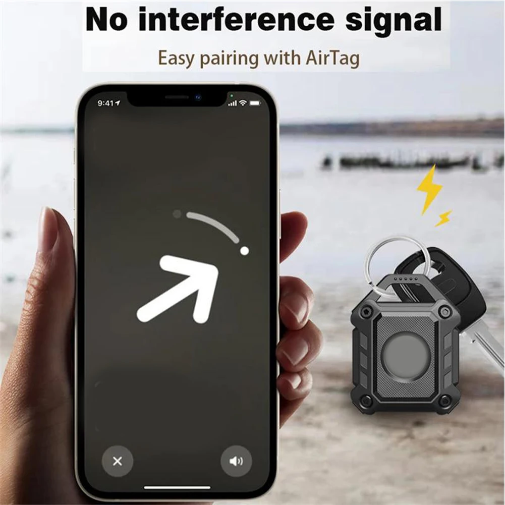 For Apple Airtag Case Armor Protective Case With Keychain Shockproof Cover For Apple Tracker TPU Anti-Lost Device Airtag Case