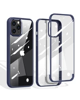 shockproof double sided tempered glass phone case for iphone 13 12 11 x pro max skin feel soft side airbag back cover