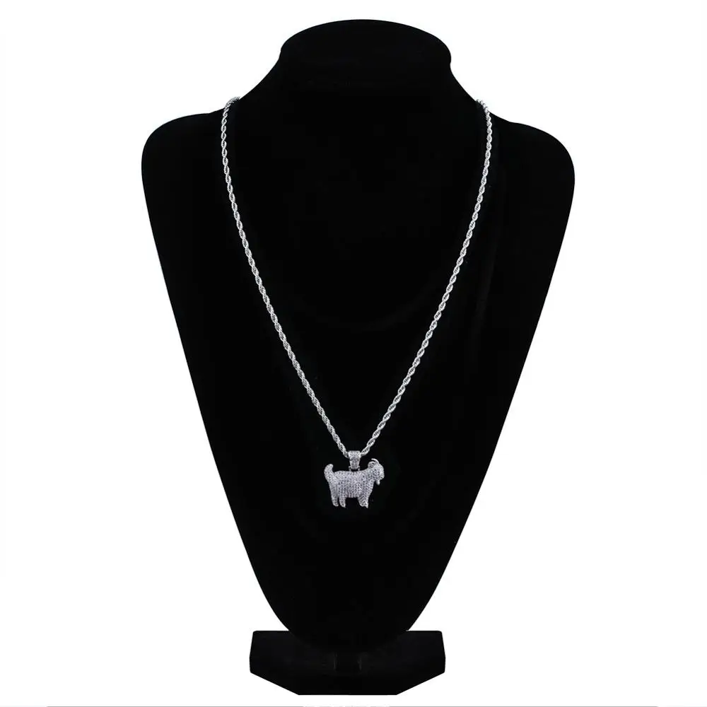 

Shiny Trendy Goat Animal Pendant Necklace Charms For Men Women Gold Silver Color Cubic Zirconia Hip Hop Jewelry Gift Party Bling