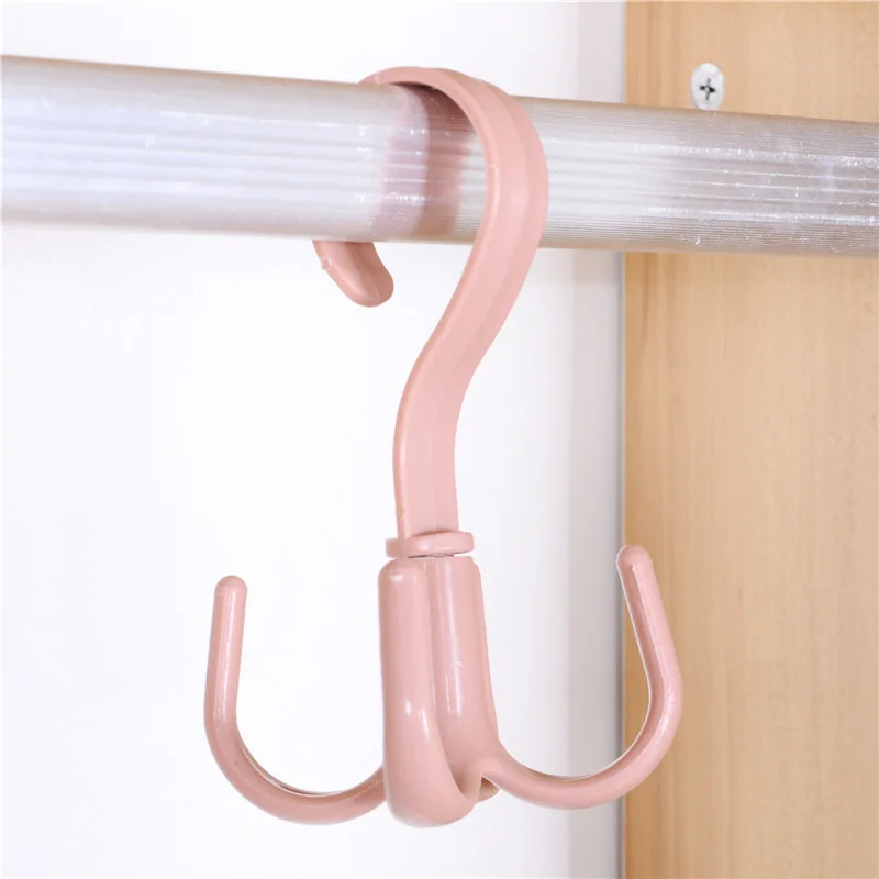 

4 Claws 360° Rotate Hooks Plastic Home Clothes Shoes Hat Tie Sundries Organizers Rack Dry Wet Dual Use Towel Nail-free Hanger