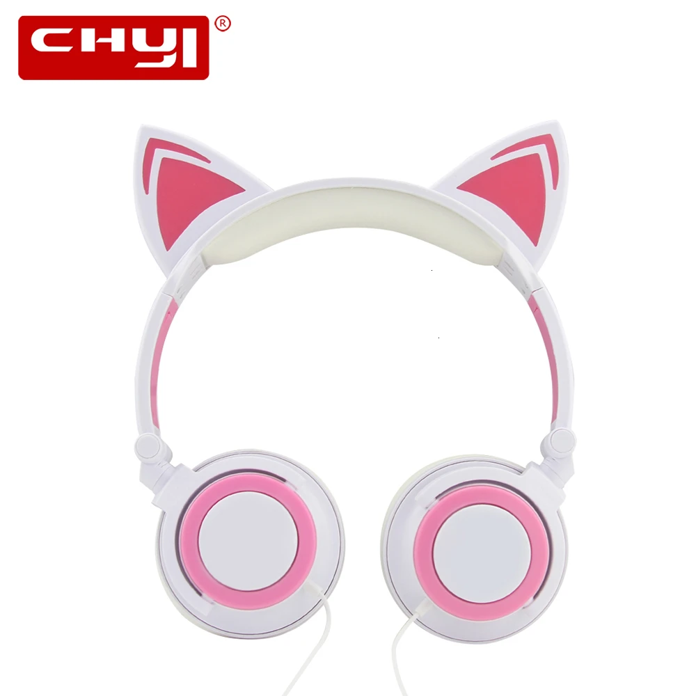 Чуи кошачьими ушками Мультяшные наушники с мигает светящийся светодиодный