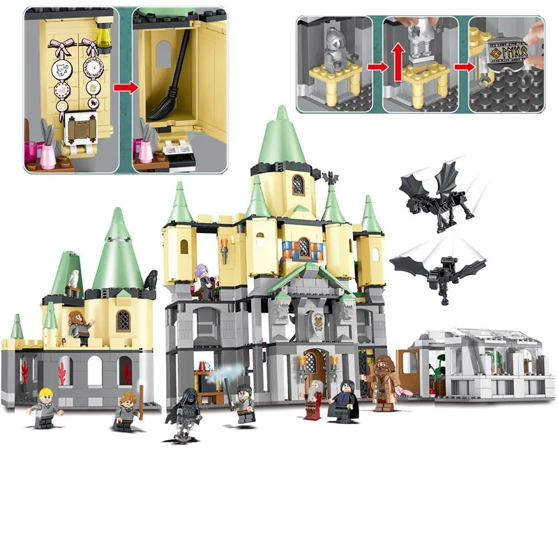 Hogwarts Castle Хагрид хижина Харри замок дом Мини фигурки животных строительные блоки кирпичи рождественские игрушки для детей Подарки совместимы 71043 - Цвет: Hogwarts Castle